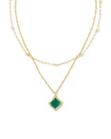 Kacey Gold Multi Strand Necklace in Emerald Cat's Eye