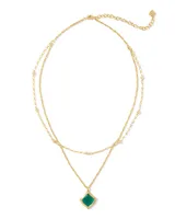 Kacey Gold Multi Strand Necklace in Emerald Cat's Eye