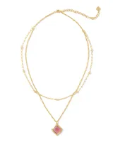 Kacey Gold Multi Strand Necklace in Pink Cat's Eye