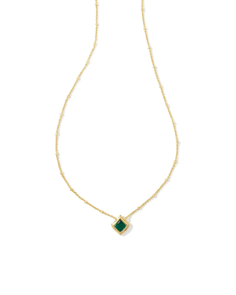 Kendra Scott Reid Gold Long Pendant Necklace in Emerald Cats Eye | Bethesda  Row