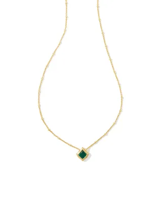 Kacey Gold Short Pendant Necklace in Emerald Cat's Eye
