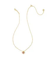 Kacey Gold Short Pendant Necklace in Pink Cat's Eye