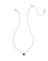 Kacey Silver Short Pendant Necklace in Purple Cat's Eye