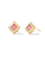 Kacey Gold Stud Earrings in Pink Cat's Eye