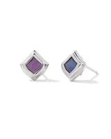 Kacey Silver Stud Earrings in Purple Cat's Eye