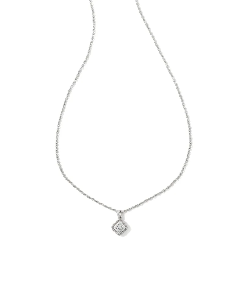 Mallory Silver Small Short Pendant Necklace in Platinum Drusy