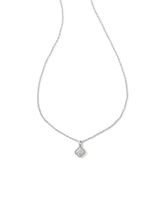 Mallory Silver Small Short Pendant Necklace in Platinum Drusy