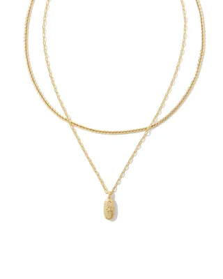 Rue Gold Multi Strand Necklace in White Crystal
