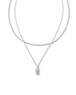 Rue Silver Multi Strand Necklace in White Crystal