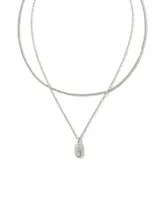 Rue Silver Multi Strand Necklace in White Crystal