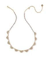 Ember Vintage Gold Crystal Strand Necklace in White Crystal