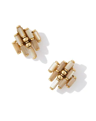 Ember Vintage Gold Statement Stud Earrings in Natural Mother-of-Pearl