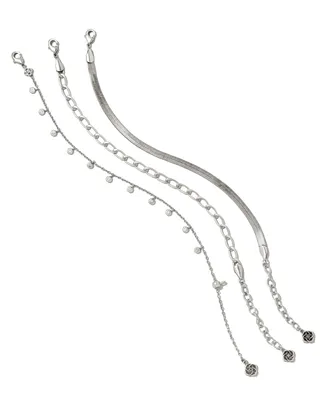 Kassie Set of 3 Chain Bracelets in Vintage Silver