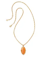 Baroque Ella Vintage Gold Long Pendant Necklace in Banded Agate