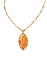 Baroque Ella Vintage Gold Long Pendant Necklace in Banded Agate