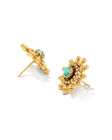 Dryden Vintage Gold Stud Earrings in Variegated Turquoise Magnesite