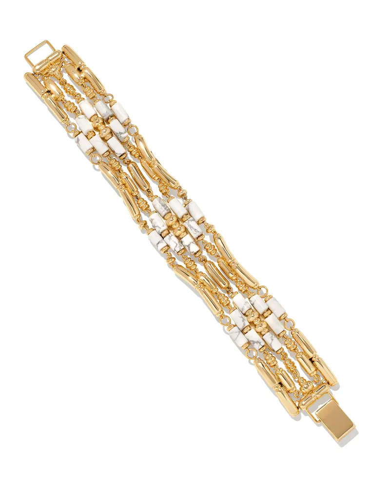 Ember Gold Statement Cuff Bracelet in White Howlite