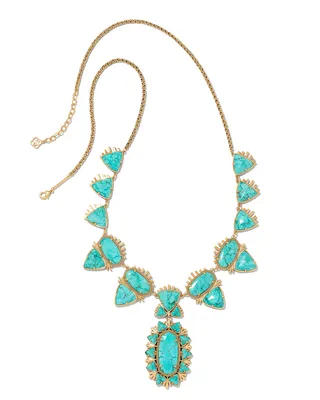 Havana Vintage Gold Statement Necklace in Variegated Turquoise Magnesite