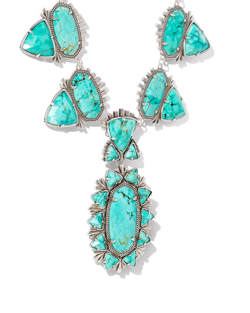 Havana Vintage Silver Statement Necklace in Variegated Turquoise Magnesite