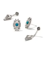 Shiva Vintage Silver Ear Jacket Earrings in Variegated Dark Teal Magnesite