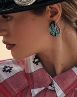 Britt Silver Hoop Earrings in Turquoise Mix