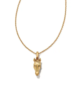 Beau Horse Pendant Necklace in Vintage Gold