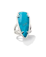 Skylar Vintage Silver Statement Ring Variegated Dark Teal Magnesite