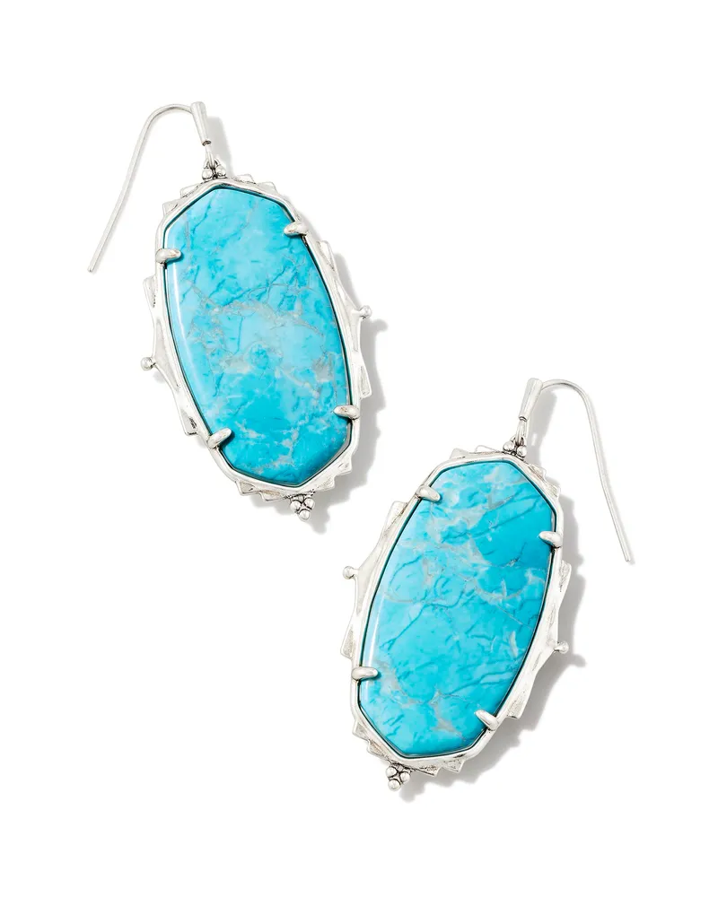 Baroque Ella Vintage Silver Drop Earrings in Variegated Dark Teal Magnesite