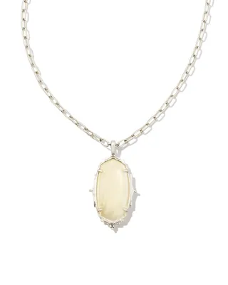 Baroque Vintage Silver Ella Long Pendant Necklace in Natural Mother-of-Pearl