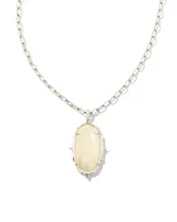 Baroque Vintage Silver Ella Long Pendant Necklace in Natural Mother-of-Pearl
