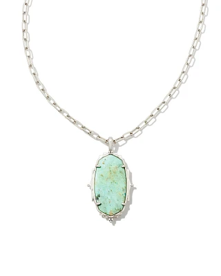 Baroque Ella Vintage Silver Long Pendant Necklace Variegated Dark Teal Magnesite