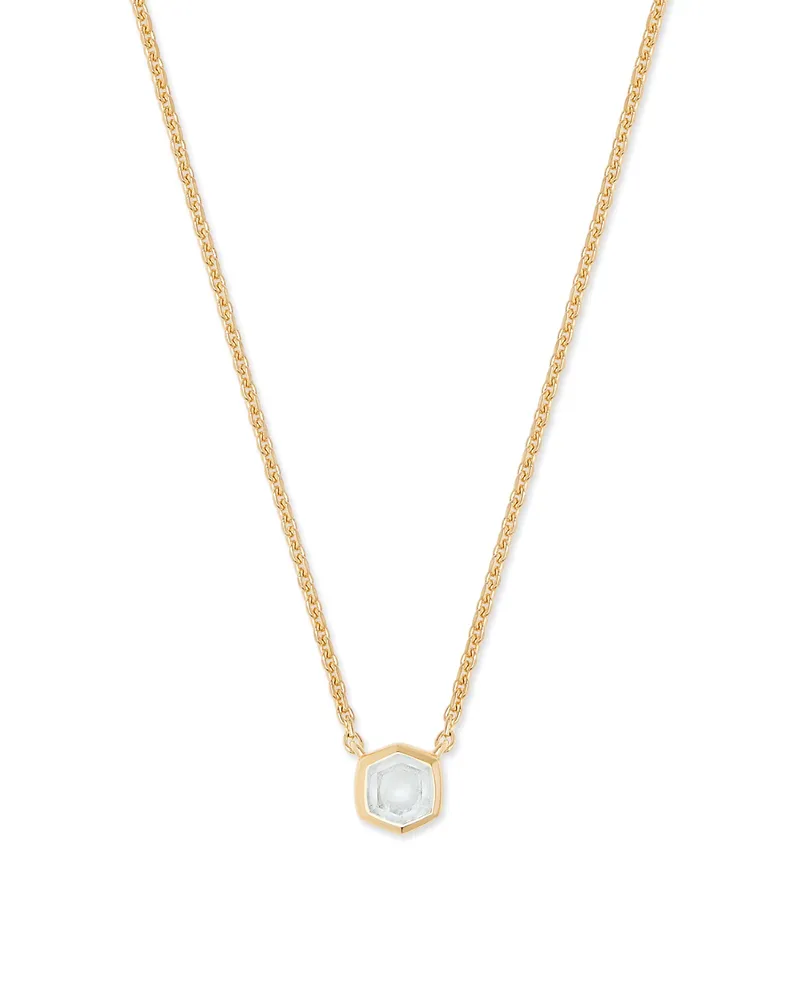 Davie 18k Gold Vermeil Pendant Necklace in Rock Crystal