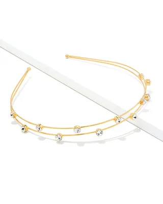 Double Crystal Headband in Gold