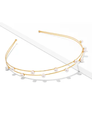 Double Pearl Headband in Gold
