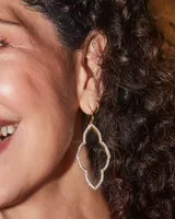 Abbie Gold Open Frame Earrings in White Crystal