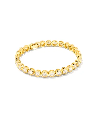 Carmen Gold Tennis Bracelet in White Crystal