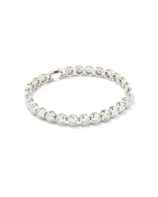 Carmen Bright Silver Tennis Bracelet in White Crystal