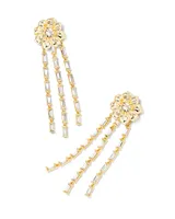Cameron Gold Convertible Statement Earrings in White Crystal