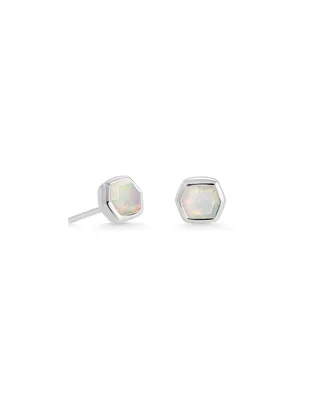 Davie Sterling Silver Stud Earrings in White Opal