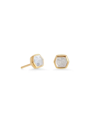 Davie 18k Gold Vermeil Stud Earrings in Rock Crystal