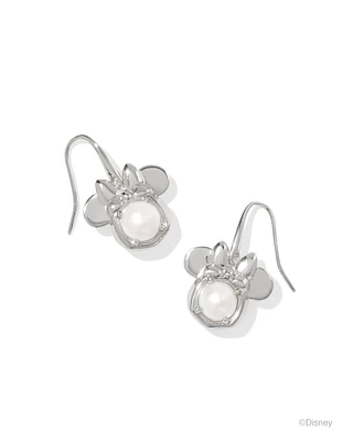 Disney | Kendra Scott Silver Minnie Mouse Drop Earrings in White Pearl