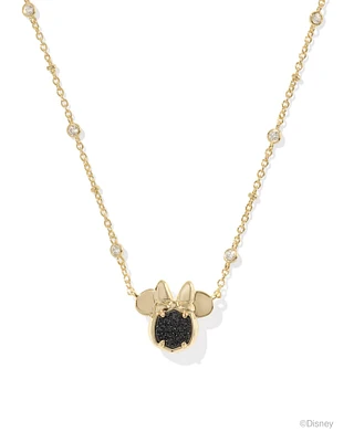 Disney | Kendra Scott Gold Minnie Mouse Short Pendant Necklace Hot Pink Drusy