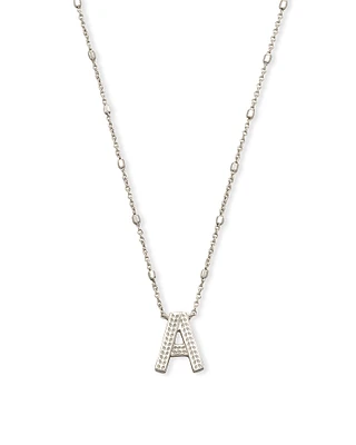 Letter A Pendant Necklace in Silver