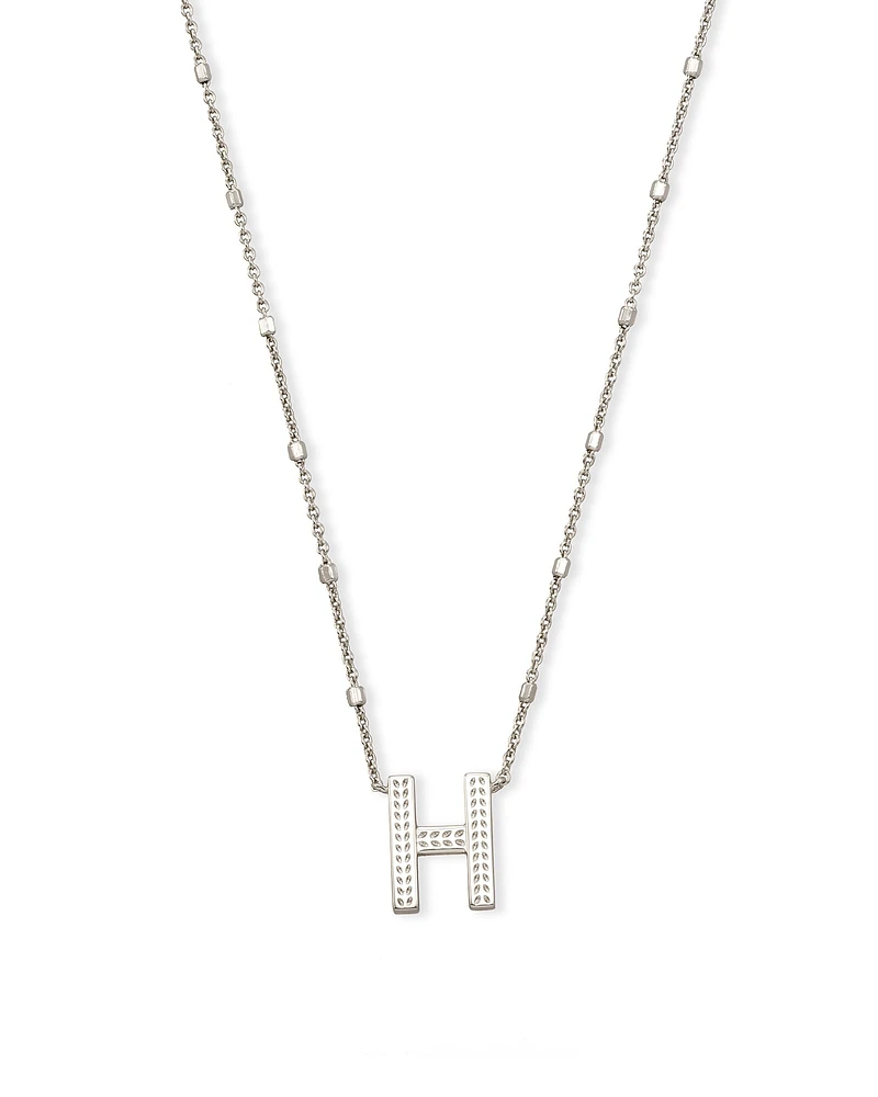 Letter H Pendant Necklace in Silver