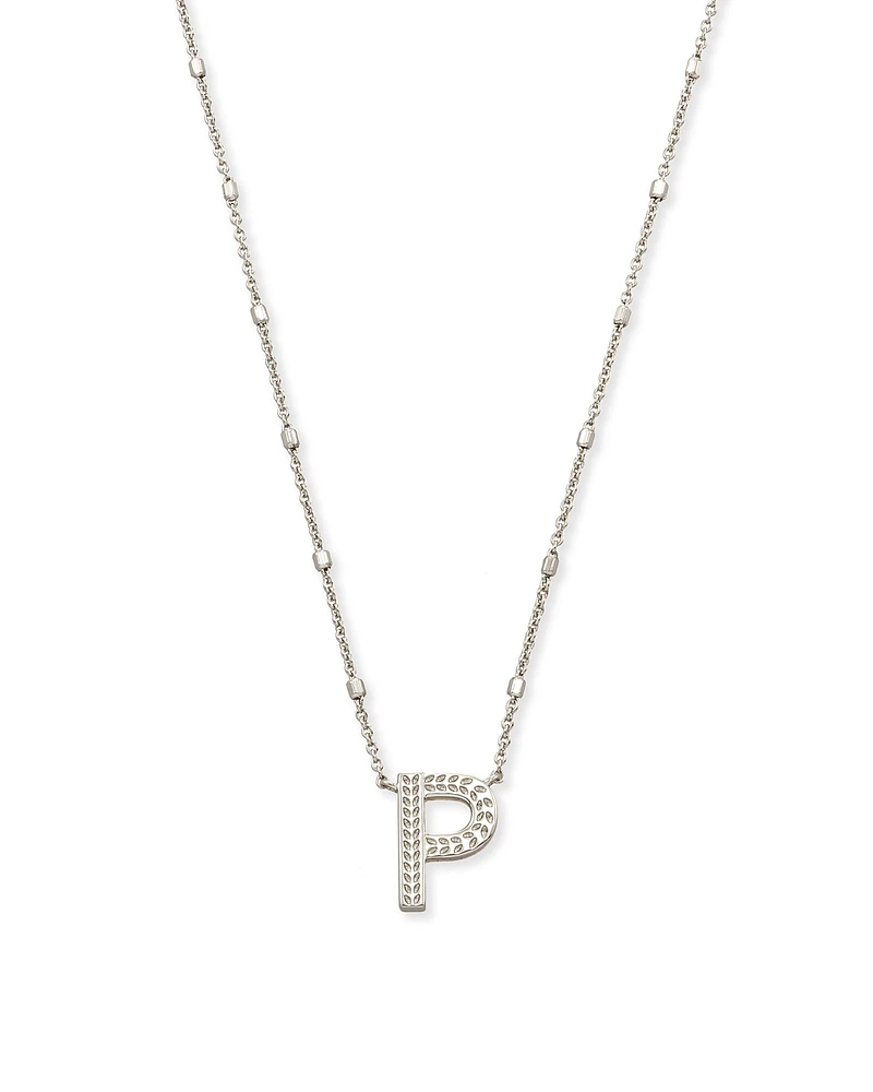 Letter P Pendant Necklace in Silver