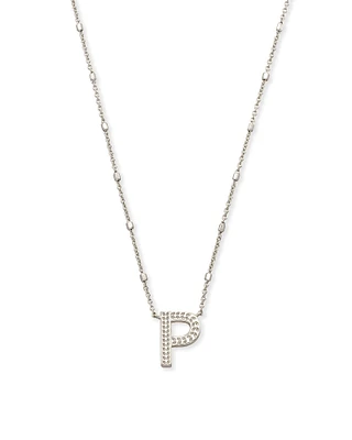 Letter P Pendant Necklace in Silver