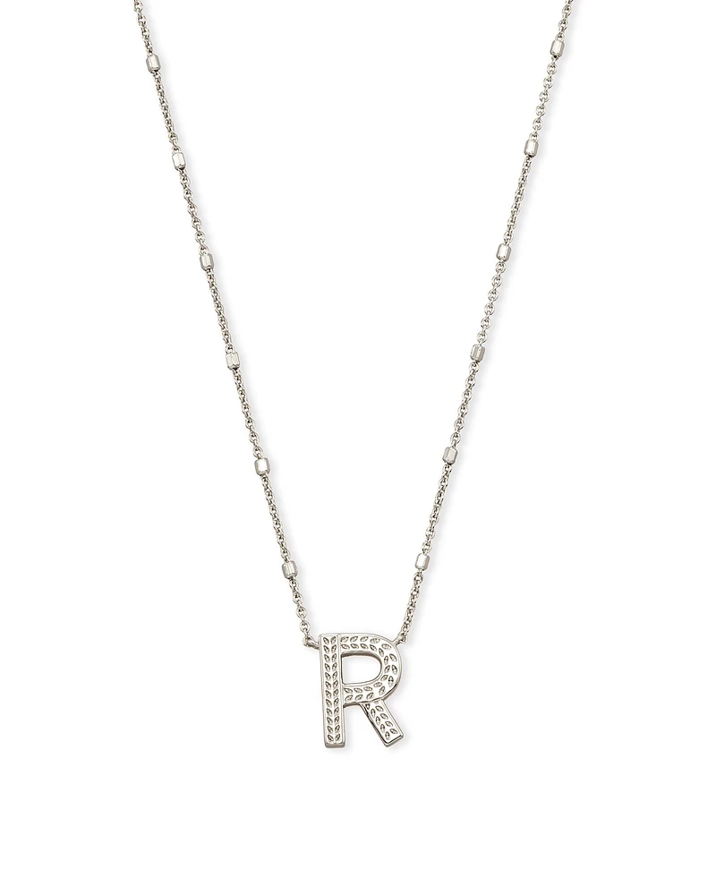 Letter R Pendant Necklace in Silver