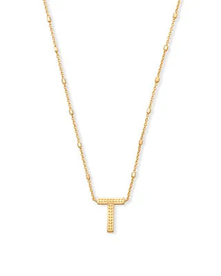Letter T Pendant Necklace in Gold