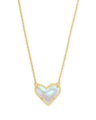 Ari Heart Gold Pendant Necklace Dichroic Glass