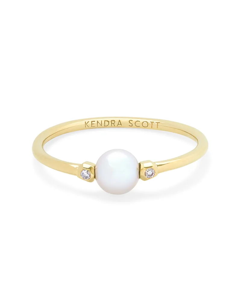 Cathleen 14k Yellow Gold Band Ring Pearl